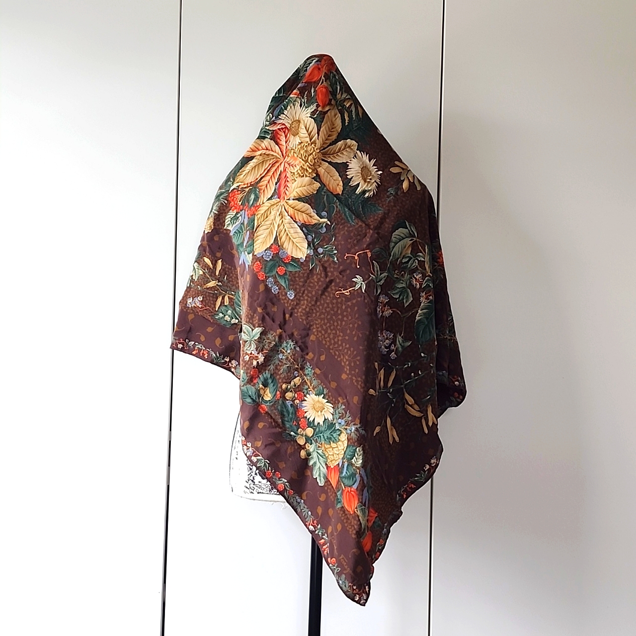 Salvatore Ferragamo Vintage Scarf  1980s Falls Harvest Silk Twill